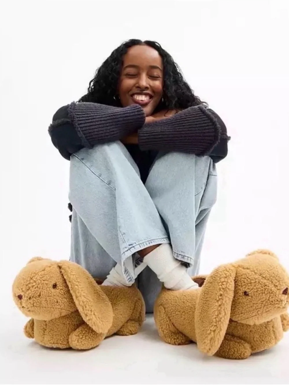 Coach Caramel Plush Bunny Slippers